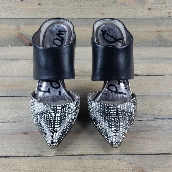 Sam Edelman Woman's  Leather Monroe  Heels  Black White - Picture 3 of 12